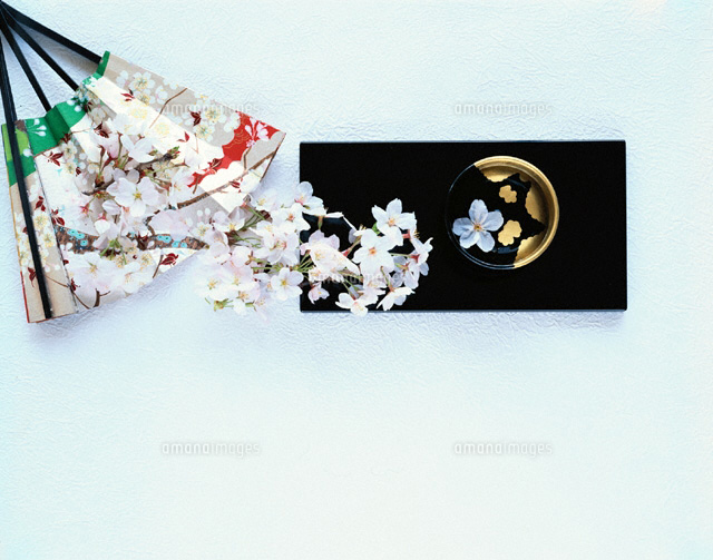 扇子と桜の花と黒い盆の上の盃
(c)NORIKAZU KATSUI/orion