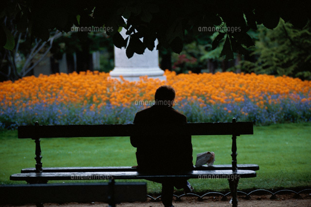 公園のベンチに座る男性のシルエット パリ フランス
(c)KAZUO OGAWA/orion