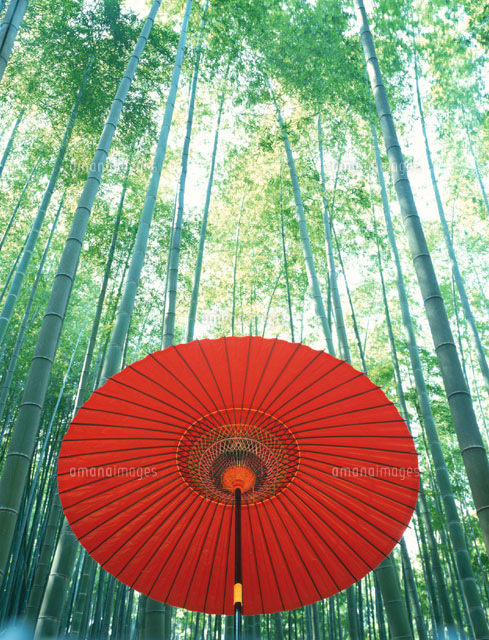竹林と赤い和傘
(c)TAKAO ONOZATO/orion