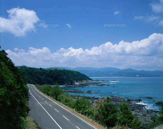 道路と海岸線 土佐清水市 高知県
(c)KENICHI MINORUDA/SEBUN PHOTO
