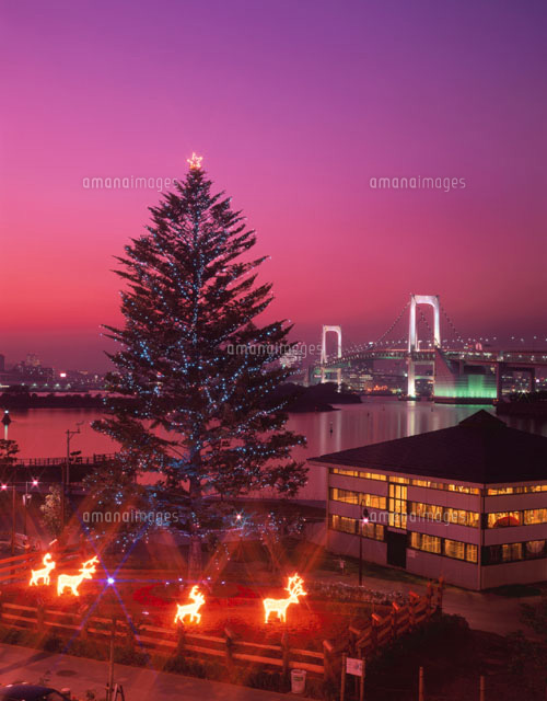 クリスマスツリーとレインボーブリッジの夕景 東京都
(c)SEIJI TAJIMA/SEBUN PHOTO