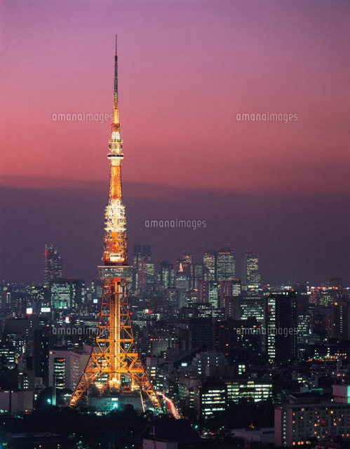 東京タワーと新宿新都心ビル群夕景 東京都
(c)SEIJI TAJIMA/SEBUN PHOTO
