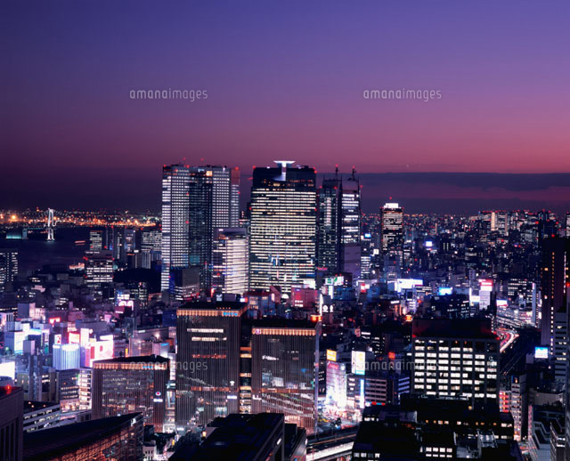 有楽町マリオンと汐留シオサイトの夕景(青紫) 東京都
(c)SEIJI TAJIMA/SEBUN PHOTO