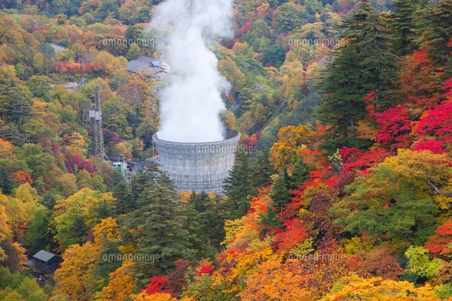 紅葉と松川地熱発電所
(c)NOBUAKI SUMIDA/SEBUN PHOTO