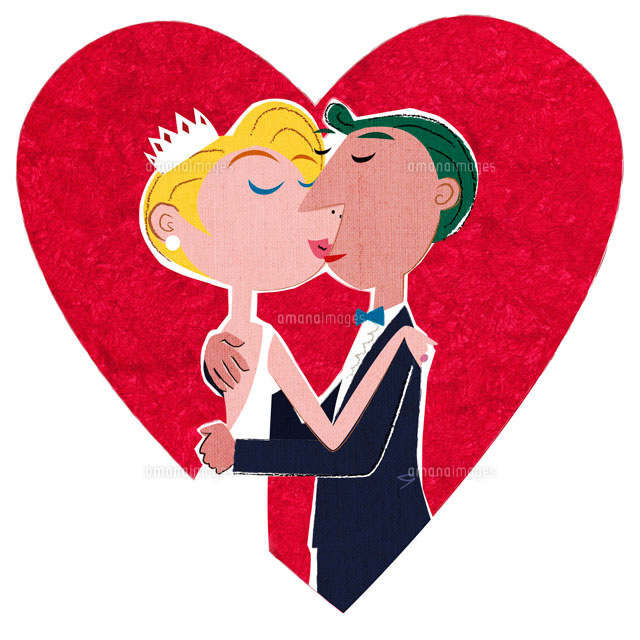 キスをする新郎新婦 の写真素材 イラスト素材 アマナイメージズ