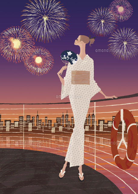 浴衣姿で花火を楽しむ女性
(c)Yuko Yoshioka