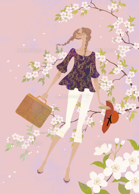 満開の桜の中で散歩をする女性
(c)Yuko Yoshioka