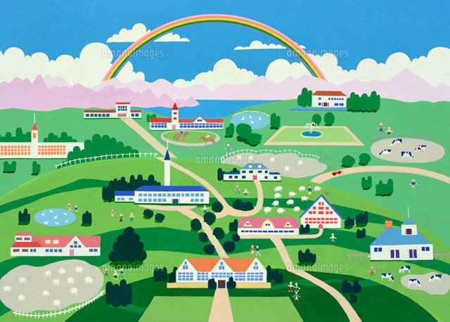 エレガント街 イラスト フリー素材 スーパーイラストコレクション