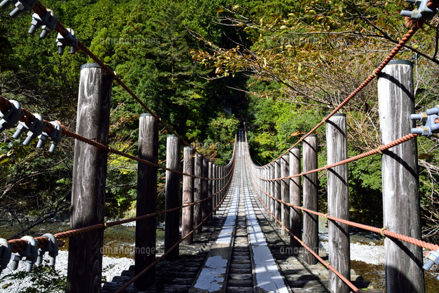 和歌山県 道の駅龍神と吊り橋 の写真素材 イラスト素材 アマナイメージズ