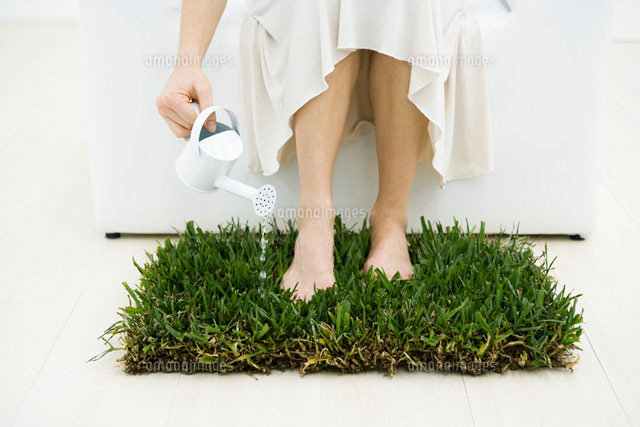 Woman watering small patch of grass with watering can
(c)Sigrid Olsson/PhotoAlto