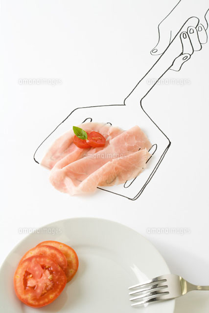 Prosciutto and tomato on drawing of spatula
(c)Laurence Mouton/PhotoAlto