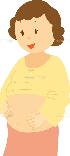 お腹に触れる妊婦 の写真素材 イラスト素材 アマナイメージズ