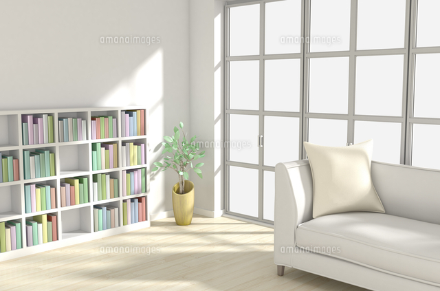 ソファと本棚がある部屋 Cg の写真素材 イラスト素材 アマナイメージズ