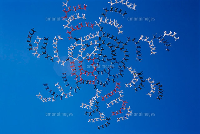Formation of skydivers view from below
(c)moodboard