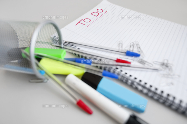 Close-up view of spiral notebook with to-do list and office
(c)moodboard
