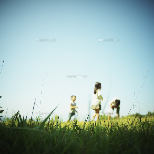 草原で遊ぶ子供達
(c)hi-bi