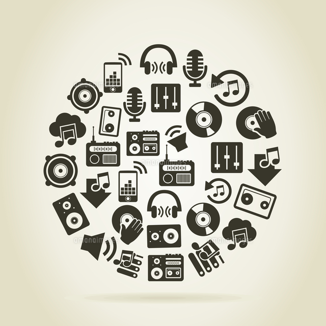 Sphere Made Of Music A Vector Illustration の写真素材 イラスト 素材 アマナイメージズ