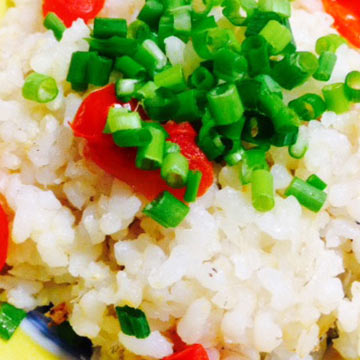 野菜だけでお腹いっぱいになる「トマトとネギの炊き込みご飯」