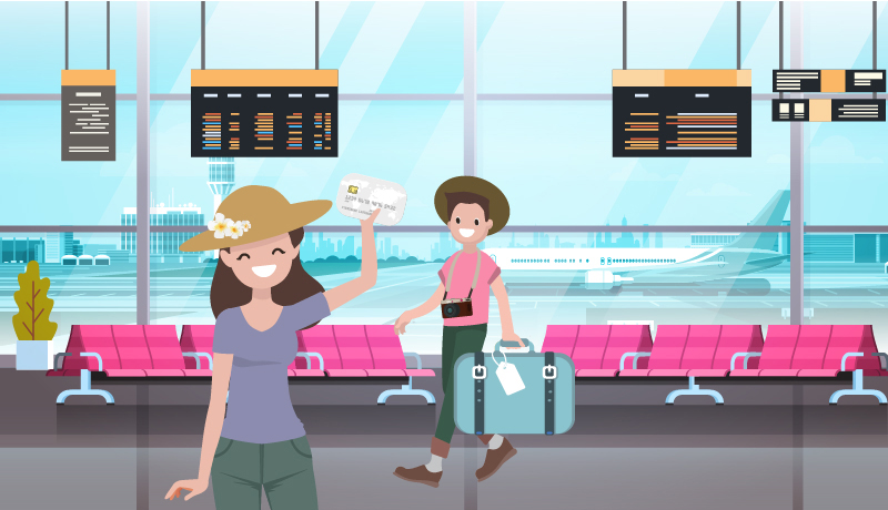 空港で「JALカード TOKYU POINT ClubQ」を持っている人の画像