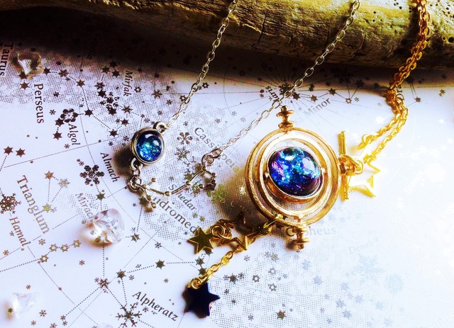 はくとん　　佐竹ガラスの星空ネックレス　レジンネックレス　ハンドメイド はくとん様専用 佐竹ガラスの星空ネックレス レジンネックレス