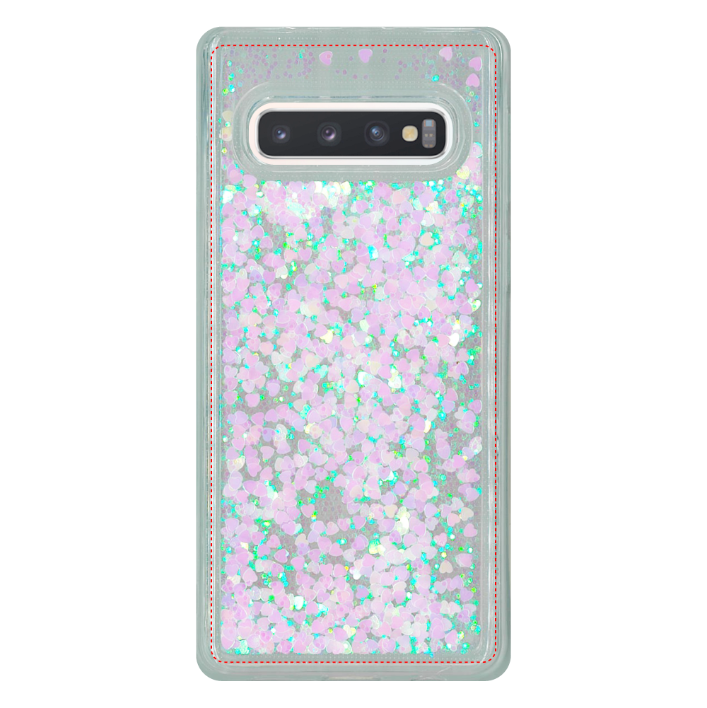 喜ばれる誕生日プレゼント Galaxy S10 シルバー ハート ラメ グリッター 動く ソフト クリア