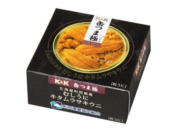 缶つま極　北海道利尻島むしうにキタムラサキウニ（税抜5千円）＝国分グループ本社提供