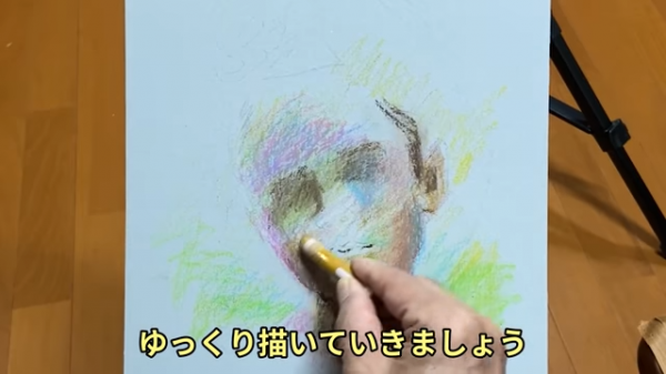 「ぺんてるクレヨンをプロの画家が使い倒すとどうなるか?!」より
