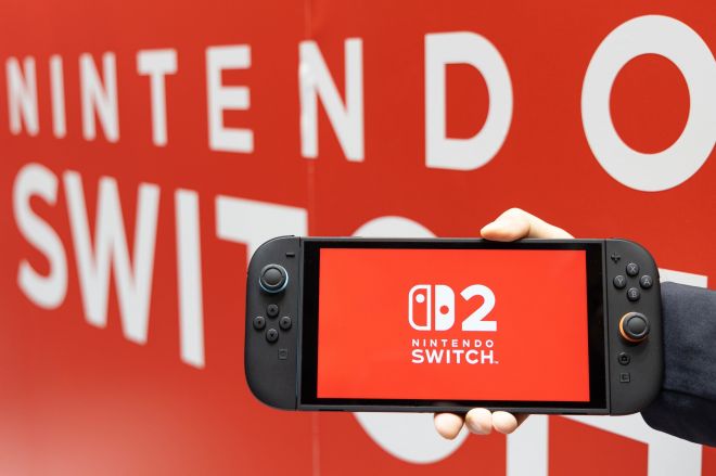 任天堂の新型ゲーム機「Nintendo Switch 2」=2025年4月3日午前11時23分、東京都渋谷区、友永翔大撮影