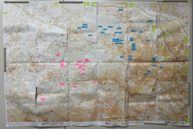 奉納者の分布を地図に落とし込んだ。予想より広い範囲に存在していることが分かった