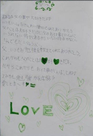 えみるさんが、父（※えみるさんが風見さんを呼んでいた愛称）に宛てた、愛情あふれる手紙