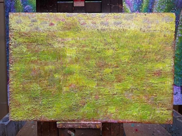 作品名『朝陽に目覚める睡蓮池』。完成した作品は76層からできており、その20層目。