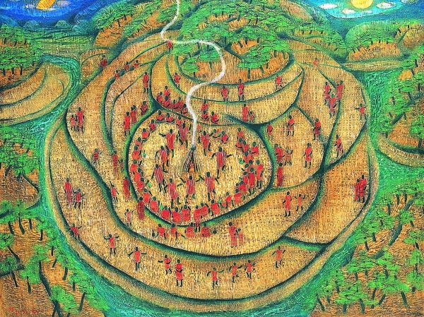 憲法を絵画で表現した「憲法シリーズ」。憲法前文三部作その三