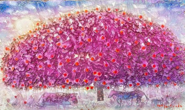 作品名『朝陽に染まる林檎の木』