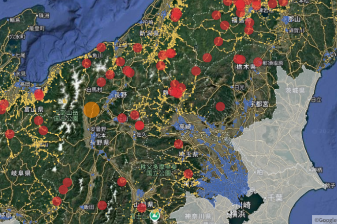 「クマ被害マップ」の画面