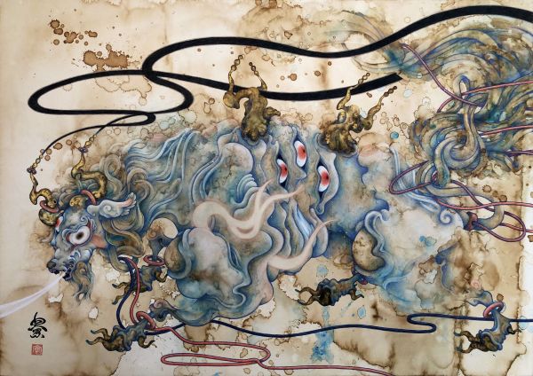 Oka Yukaさんが描いた、中国に伝わる神獣「白澤（はくたく）」