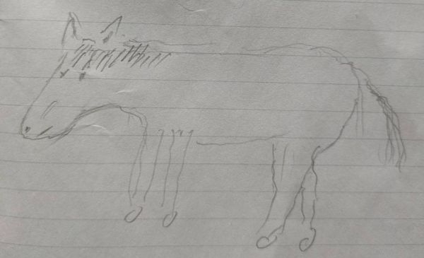 91歳の義父が書いた、スタンプの元となった馬の絵＝男性提供