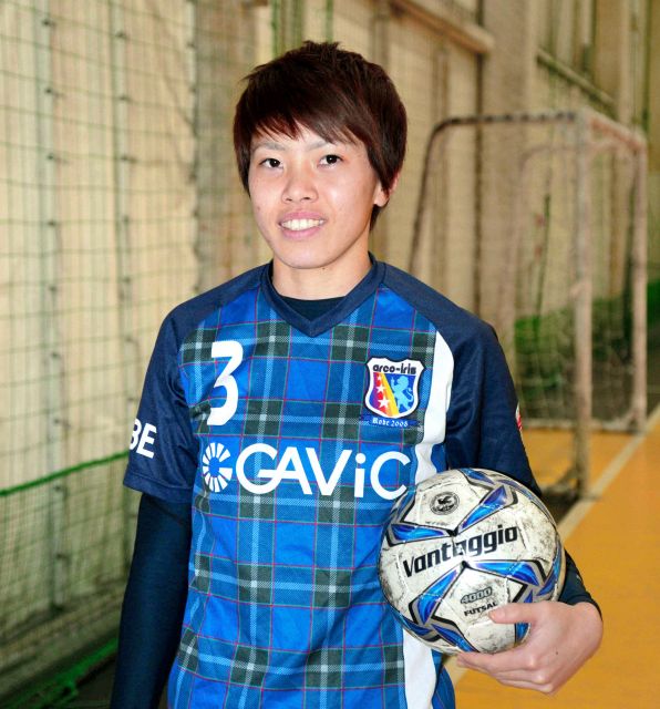 女子フットサルリーグで得点王に輝く江口未珂さん＝朝日新聞社