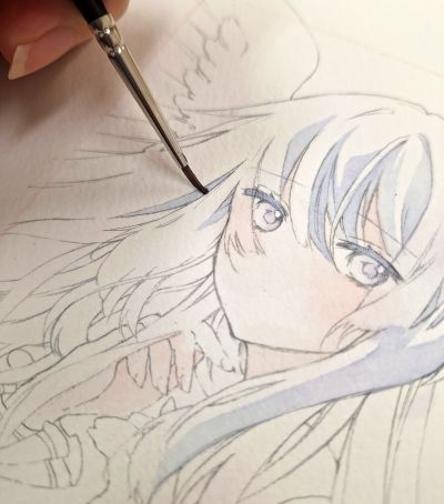 憂有さんはキャラクターの表情を特に大切に描いています＝本人提供