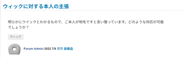 ウィッグについての相談も寄せられていた