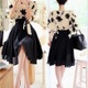 花柄刺繍ブラウス+フレアスカートセットアップ 韓国ファッション
