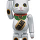 招き猫 白メッキ 100% BE@RBRICK