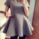 海外インポートセレクトグレーフレアーデザインミニワンピースドレス大人かわいい