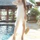 海外インポートセレクトホワイトベアシフォンフリルマキシワンピースドレスロング白色
