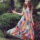 海外インポートセレクトプッチ風ミックスカラーマキシワンピースドレスロング