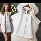海外インポートセレクトホワイトレースビジューラインストーン付きジャケットコート白色