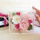 《名入れギフト☆メッセージ刻印》message ROSE  “ma ch?rie”　☆大きいサイズ☆ ふんわりピンク＆ホワイトのフラワーボックス