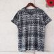 hanakazari〈ハナカザリ〉 バティックボーダーヘンリーネックTee CHARCOAL