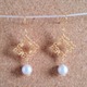 ★コットンパール × 花柄スクエア ピアス★
