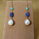 Tanzanite&Chrysoprase Pearl Earrings