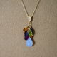 BlueChalcedony&ColorStone Chapeau PendanntTop(+Diamond)